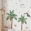 Pegatinas de Pared de Animales de Dibujos Animados y Palmera con Cuervo Decorativas para Sala de Estar, Entrada, Dormitorio, PVC Extraíble Autoadhesivo Pintura