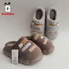 Pantufas de Algodão Babudou, Pantufas de Casa com Calcanhar para Meninos, Meninas e Adultos, Pantufas de Algodão Quentes de Inverno com Sola de EVA
