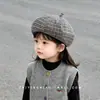 Boina vintage a cuadros para niñas, sombrero de pintor artístico para primavera y otoño, hace que la cara se vea más pequeña, boina para bebé niño