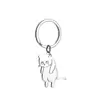 Chaveiro Inocente de Gatinho com Osso de Peixe de Aço Inoxidável Transfronteiriço Fofo para Presentes de Desenho Animado para Casais, Melhores Amigos e Amigos