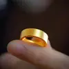 Anel de Gelo Picado para Mulheres, Gypsophila Dourada de Casal, Anel Dourado de Gelo Picado, Anel Círculo Fino Liso, Atacado
