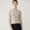 Nuevo Suéter de Cachemir para Mujer Otoño/Invierno 2026 Cuello Semialto Mangas Raglán Capa Base Estilo Elegante Jersey de Color Sólido Ropa de Punto Cálida