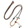 Cuerda de collar tejida a mano retro de Xizang, cuerda de borla de colgante de thangka de jade Hetian de cera de abeja, cuerda de joyería para mujer y hombre, venta al por mayor