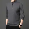 Sudadera de Hombre Nueva de Invierno 2024 con Media Cremallera Estampada, Versátil para Negocios, Forrada de Borrego, Camiseta Base Cálida para Hombre