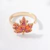 Anillo abierto de hoja de arce de Corea del Sur, de lujo, ligero, para mujer, de nicho, de moda, con incrustaciones de diamantes, joyería de alta calidad, combina con todo, venta al por mayor.