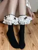 Calcetines holgados de punto con lazo y borde de encaje Lolita Otoño e Invierno Cálidos Dulces de media pantorrilla