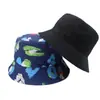 Sombrero de pescador de doble cara con estampado de grafiti transfronterizo para hombres y mujeres, sombrero tipo cubo con protección solar, sombrero casual moderno para exteriores