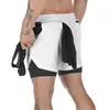 Shorts Esportivos Queimam Músculos Masculino Camada Dupla Combinação de Cores Toalha Pendurada Fitness Corrida Respirável Cor Sólida Calças Amazon