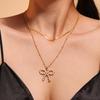 Enigma Joyería Lazo Shi Jia Beizhu Circonita Collar Clavícula Acero de Titanio Recubrimiento PVD Oro Verdadero Color que No Se Desvanece Femenino