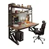 Mesa de computador para casa com painel perfurado, mesa gamer, design simples, adequada para quartos, mesa de estudo para estudantes e mesa de escrita integrada com estante