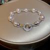 Pulsera de Perlas Francesas con Circonita, Lujo Accesible, Gama Alta, Exquisita, Pulsera de Moda y Versátil, Joyería de Mano Elegante para Nicho Femenino Ins