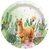 Mm314 Alpaca Bosque de Cactus Fiesta Navideña Vajilla para 8 Personas Set de 4 Piezas de Platos de Papel, Servilletas de Papel y Vasos de Papel