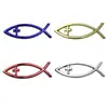Adesivo de Metal Cruz Tridimensional Peixe-Shaped em Branco Adesivo para Carroceria de Carro Peixe-Shaped Adesivo Personalizado para Carroceria de Carro Peixe de Jesus Shaped J14