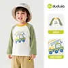 Camiseta antibacteriana infantil Dudu, nuevo modelo de otoño, top de manga larga para niñas, camiseta básica de algodón puro para niños, ropa para bebés y niños