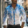 2026 Nova Camisa de Manga Longa Transfronteiriça Amazon Estampada Casual Moda Europeia e Americana para Homens