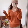 Top de Punto Hueco con Cuello en V y Mangas Largas Estilo Old Money para Mujer Otoño 2026 Único Hermoso Adelgazante Ropa Exterior Falso Dos Piezas