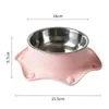 Tigela para pet, tigela de aço inoxidável para cachorro, tigela para gato com proteção de pescoço, antiderrapante, anti-respingo, grande capacidade, tigela para cachorro à prova de vazamento
