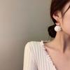 Hermosos pendientes de lazo rosa con forma de corazón para niña de Corea del Sur, elegantes pendientes de bola de pelo de cordero para mujer, para otoño e invierno.