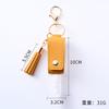 Funda de cuero sin desinfectante de manos de PU, llavero con borla para spray, botella vacía de spray de perfume desinfectante, llavero de funda de cuero