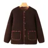 Casaco redondo estilo Chanel juvenil para mães, grosso e forrado com fleece, moderno e versátil, roupas femininas de outono e inverno, plus size