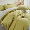 Juego de cuatro piezas de algodón cepillado, juego de ropa de cama bicolor de color liso, sábana, funda de edredón, sábana bajera, entrega directa del fabricante para dormitorios estudiantiles