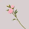 Simulación Flor de Loto con Rocío de Tres Cabezas Flor Artificial Flor de Seda Decoración para el Hogar Decoración Flor de Boda Decoración para Sala de Estar Flor Artificial
