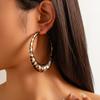 Pendientes de círculo grande con estampado de leopardo exagerado, joyería transfronteriza entre Europa y Estados Unidos, diseño de chica sexy con sentido geométrico, nuevos pendientes