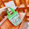 Balde Fofo Ilustrado Portátil Estilo Coreano Menina Mamãe Bolsa de Almoço Trabalho Bolsa Pequena Tela com Grafite Infantil Bolsa de Lona