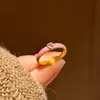 Nuevo Estilo Estilo Simple Color de Moda Aceite de Dopamina Goteando Anillo de Amor Diseño de Nicho Femenino Anillo con Sentido Avanzado