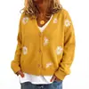 Amazon AliExpress Suéter de Punto Nuevo para Mujer Abrigo de Botones con Bordado de Crisantemo Otoñal Ropa para Mujer