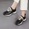 Zapatillas Casuales de Cordones para Mujer Melard de Piel Genuina, Suela Gruesa, Cómodas, Estilo Nuevo Primavera 2026, Zapatos Tipo Dad
