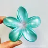 Grampo de Cabelo Flor de Frangipani Gradiente para Mulheres, Pente para Parte de Trás da Cabeça, Grampo de Cabelo Estilo Férias Praia Litoral