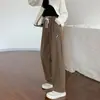 Calças esportivas femininas para primavera, outono e verão, cintura alta, corte reto, modelagem solta, calças com caimento fluido, casual de estudante, estilo preguiçoso, calças pantalona compridas