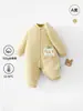Macacão de bebê acolchoado grau A 100g, roupa de inverno espessa para recém-nascidos, macacão unissex para bebê