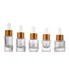Botella de Aceite Esencial, Botella Transparente Marrón con Gotero, Líquido de Esencia Cosmética de 5 ml, Botella Dispensadora de Aceite Esencial, Botella de Vidrio con Hombro Plano