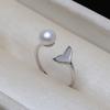 Plata S925 cola de pez con tu anillo para el resto de tu vida anillo de boca abierta femenino abierto Perla 5-7 joyería accesorios diy 3871