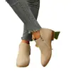Botines lisos de color sólido mate con cremallera diagonal, adorno de hoja, tacón bajo grueso, punta fina, versátiles para ir al trabajo, botines cortos de mujer para otoño e invierno