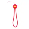 Cordão Curto de Silicone para Celular com Pingente de Chave Flor Anti-Perda Pulseira de Pulso Corda Pequena