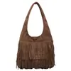 Bolsa Vintage com Franjas para Mulheres, Grande Capacidade, Nova 2026 Estilo Coreano Popular Bolsa de Ombro, Bolsa Tiracolo Única para Mulheres