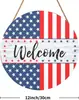 2024 Novo Dia da Independência Placa de Porta de Madeira Pingente Arranjo Decoração de Casa Adereços de Festa Bandeira Americana Listagem