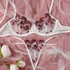 Conjunto de Sutiã e Calcinha de Renda com Flor e Aro de Aço para Mulheres Europeias e Americanas - Amazon Transfronteiriço