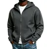 Sudadera con capucha y doble cremallera para hombre, Chaqueta gruesa de ajuste holgado con forro polar para otoño e invierno, Sudadera deportiva casual de talla grande
