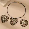 Pendientes de Corazón con Estampado de Leopardo Sz0980, Elegantes y de Moda, Estilo Francés, Pendientes Versátiles Nuevos al por Mayor para Mujeres