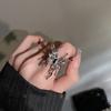 Anillo giratorio de plata tailandesa retro de seis caracteres, de pareja, de moda, moderno