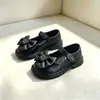 Zapatos de piel para niños talla 26-37 de principios de primavera, nuevos zapatos de princesa con lazo para niñas para actuaciones, zapatos de piel para niños mayores