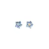 Pendientes pequeños frescos de aguja de plata 925 azul Mori blanco temperamento simple moda corazón de niña pendientes de flor venta al por mayor mujer