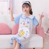 Novo Pijama de Verão Infantil de Manga Curta com Babados Bolha para Meninas, Lindo Desenho Animado Cachorro Canela, Camisola, Roupas de Casa Princesa