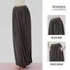 Calça Casual Longa Europeia e Americana de Duas Camadas Torcidas para Mulheres, Cobre o Quadril, Emagrecimento, Saia-Calça Esportiva de Meio Comprimento, Cintura Elástica Solta Relaxada para Fitness Yoga