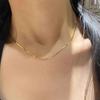 Collar de cadena lisa de acero de titanio Silin de 18 quilates, cadena O, cadena para clavícula, cadena de hueso de serpiente, color oro, cadena delgada individual, oro rosa, labios
