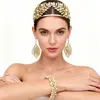 Diadema de Hoja de Perla Europea y Americana de Venta Caliente Transfronteriza Diadema de Hoja Barroca Dorada para Mujeres